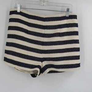 BCBGeneration Women's Blue Cream Striped High waisted Shorts Size 10